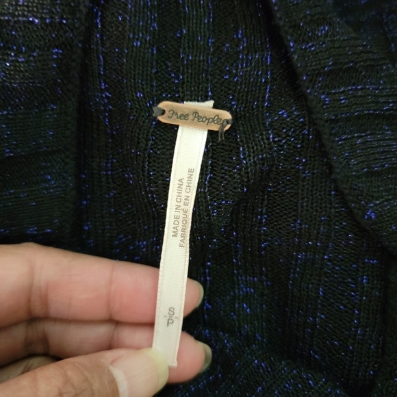 Free People Black Metallic Floral Knit Dress Sz S Ballon Sleeve Cottagecore Fall - Picture 10 of 12